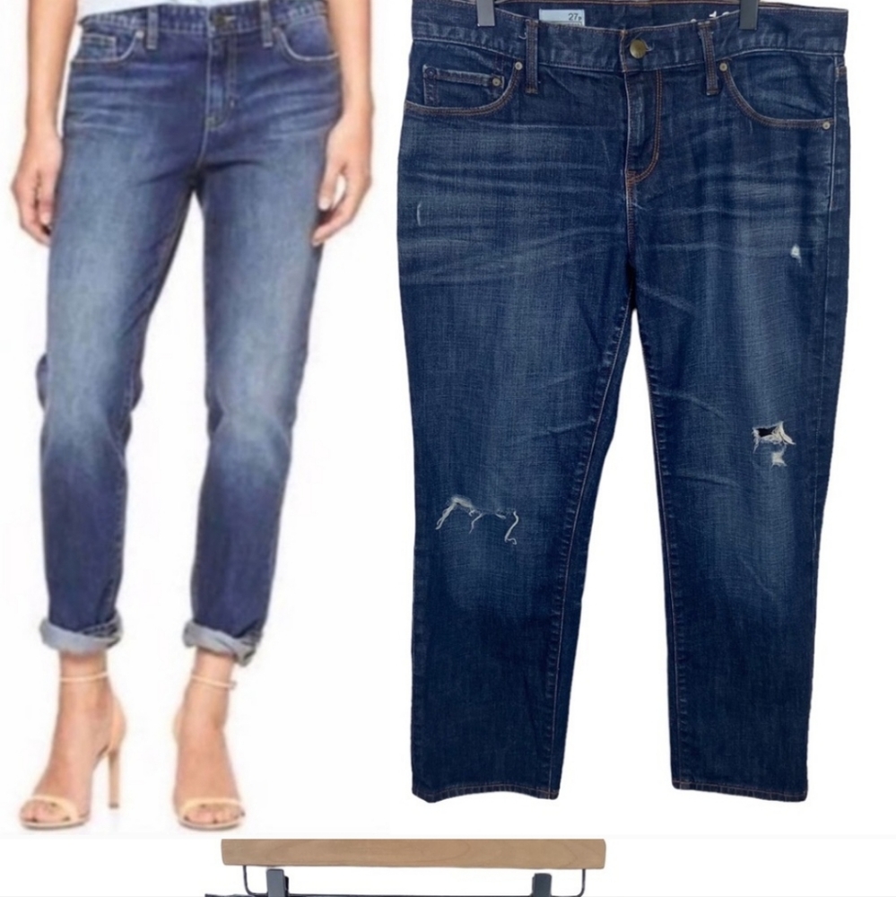 Gap Sexy Boyfriend Jeans Distressed Mid Rise 27 Petite